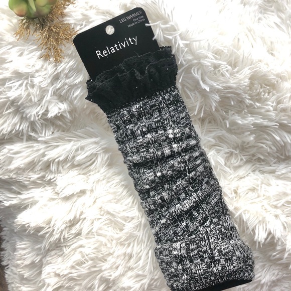 🆕NWT SUPER CUTE Lace Top Leg Warmers black/white - Picture 1 of 5